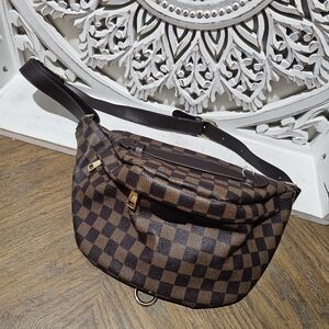 Brown Checkered Women Bag